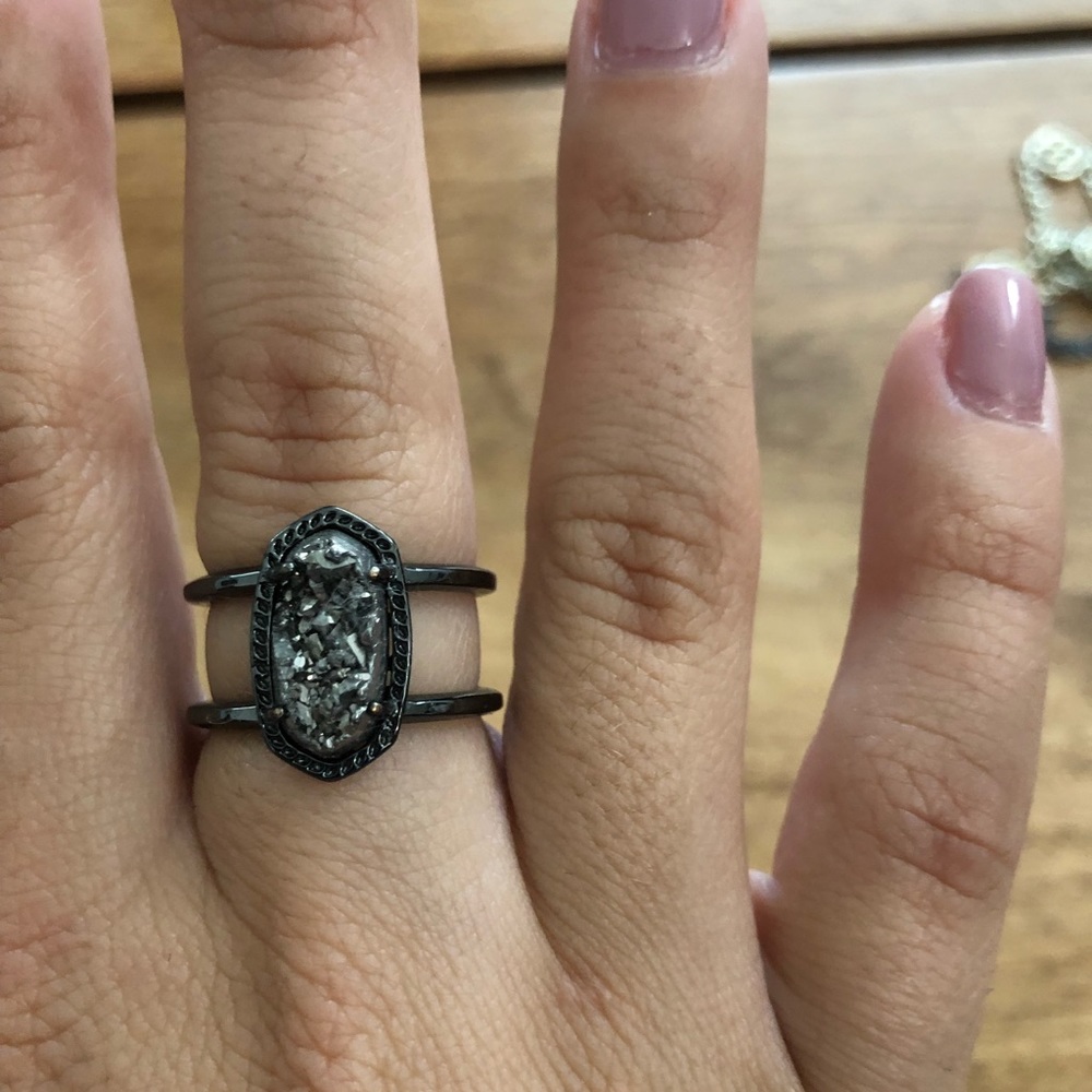 Kendra Scott Gunmetal & Platinum Drusy Elyse Ring